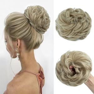 TESS Postiche Cheveux Naturel 55g, Bouclé Postiche Chignon, Blond moyen mélange blond, Grand Chignon Postiche Cheveux Extensions de Cheveux Synthétiques pour Femmes et Filles (TESS Official, neuf)