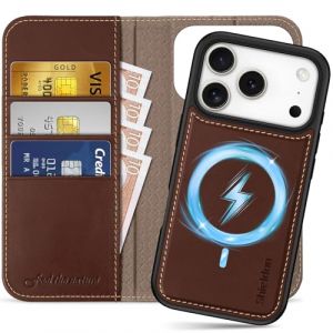 Shieldon Coque 2 en 1 Cuir V&eacute;ritable pour iPhone 17 Pro 6,3 Pouces 5G 2025, Etui Protection Amovible, Portefeuille en Cuir [RFID Blocage][Fentes pour Cartes] Housse Magn&eacute;tique - Caf&eacute; R&eacute;tro (TG-Global FR, neuf)