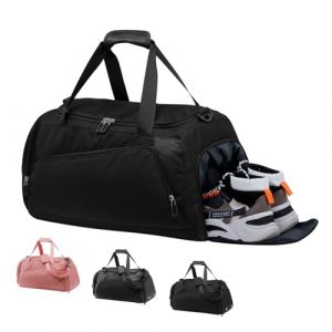 HUA ANGEL Grand Sac de Sport Homme Femme avec Compartiment Chaussures et Poche Humide Imperméable Sac de Voyage Fille Garcon Sac Sport Fitness Weekend Piscine Danse Boxe Basket Foot Judo (HUAANGEL, neuf)