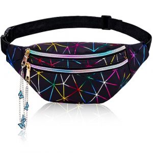 1 Sac Banane Fille Sacoche Banane Femme Sac Banane Enfant Cuir PU Sacoche de Ceinture Brillant Sac Sacs Bananes Holographic Réflet Holographique Pochette de Voyage Bum Bag 1 Chaîne de Sac Papillon (STRANGE MIND LIMITED, neuf)