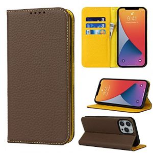 Copmob Coque iPhone 13 Pro Max avec Cordon,Flip Cuir veritable Portefeuille &Eacute;tui en Cuir,[4 Porte Cartes][Fermeture magn&eacute;tique][Laniere],Clapet Housse Etui pour iPhone 13 Pro Max - Marron (Copmob, neuf)