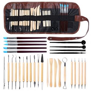 mreechan Outil de Poterie,30 pièces Outil en Bois et Acier Inoxydable Argile Poterie,Outils de Sculpture Outils de Argile Poterie Modelage Artisanat Céramique DIY pour Débutants ou Professionnels (STORE CUCINIELLO MARCO S.R.L., neuf)