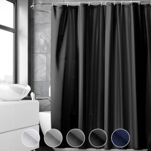 REDKEY Rideau Douche, Rideau de Douche 180x220 cm, Lavable en Machine avec 12 Crochets, Imperm&eacute;able, Anti Moisissure, Tissu Polyester Rideaux de Baignoire pour Salle de Bains Noir (REDKEY HOME, neuf)