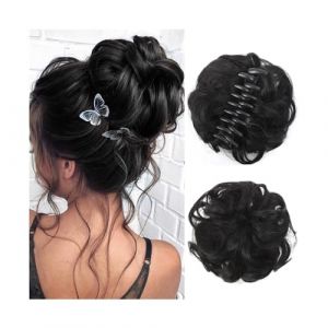 Postiches Cheveux Chignon Postiche synthétique à pince for Chignon salissant, postiche ondulée et bouclée, Extensions de queue de cheval, chouchou for femmes Postiche Chignon(2) (humeiouzhou2024, neuf)