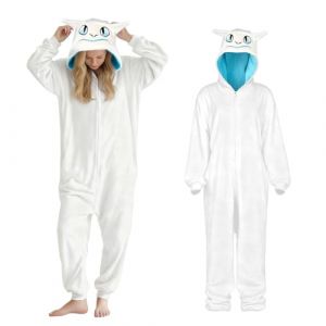 Costume de dragon Onesie - Costume de dragon pour adulte - Pyjama pour hommes et femmes - Halloween - Cosplay - F&ecirc;te - Carnaval - No&euml;l (blanc, S) (Huraog, neuf)