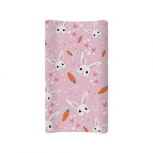 BYCHECAR Housse de matelas &agrave; langer en forme de c&oelig;ur de lapin pour nourrisson, nouveau-n&eacute;, housse de matelas &agrave; langer pour filles, rose (BYCHECAR, neuf)