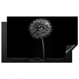 KitchenYeah&copy; Protege Plaque Tapis Pour Induction 89x51 cm Deco Cuisine Protection Vitroc&eacute;ramique Pour Cuisiniere Pissenlit - Noir - Fleurs - Botanique (KitchenYeah, neuf)