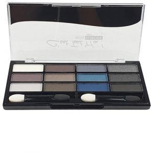 Ombre à paupières, palette maquillage 12 couleurs foncées, divers bleus et gris, 12 grammes (MaisonPratique, neuf)