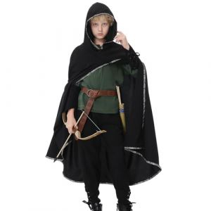 Ezuwail Costume médiéval pour enfant garçon - Costume viking - Costume de carnaval pour enfant garçon - Costume d'Halloween - Ensemble d'accessoires médiévaux (vert, 140) (yurjim, neuf)