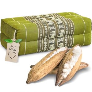 Livasia Coussin Yoga carr&eacute; Bloc - 17x34x12cm - Coussin de m&eacute;ditation kapok, Coussin de Soutien Bolster rectangulaire, Accessoires Yoga Pilates Coussin cale-Nuque, Fait Main (Vert/&Eacute;l&eacute;phants) (livasia, neuf)