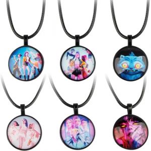 KEVRDRT 6 pcs Collier Kp0p D&eacute;mon Hunt-ers, Pendentif Verre avec Motifs Ru mi Zo ey Mi ra Der py Ji nu, Cadeau Fan pour Filles, Goodies Huntr/ix Merch, Id&eacute;al pour D&eacute;guisement et Anniversaire (MUHong-EU, neuf)