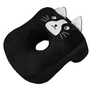 CavspkArt Oreiller de sieste de bureau en coton &agrave; m&eacute;moire de forme, joli oreiller noir avec trou d'oreille, coussin d'oreille doux pour dormeurs lat&eacute;raux pour femmes, filles, enfants (chat noir) (VocaMaking, neuf)