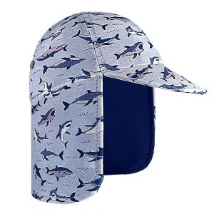 Gifts Treat Chapeau de légionnaire pour Enfants, Casquette de Natation avec Protection Solaire UPF 50+, Chapeau de Soleil pour garçons à séchage Rapide pour la Plage et Le Bord de mer,Requin,2-4 Ans (Big-Time Channel, neuf)