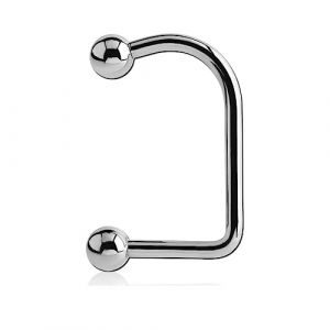 Inoki - Micro Lip Hoop de l&egrave;vre acier avec boules - Jonc/Tige 1.2mm, Long. int. 10mm, Diam&egrave;tre 13mm, Boule 3mm (INOKI PIERCING, neuf)