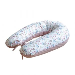 LOOLAY Coussin de grossesse - Coussin d'allaitement 170 cm - Coussin de positionnement lat&eacute;ral 100% coton - avec housse amovible - Coussin enceinte ergonomique pour dormir (Wafer rose/Prairie rose) (tumtumbaby, neuf)