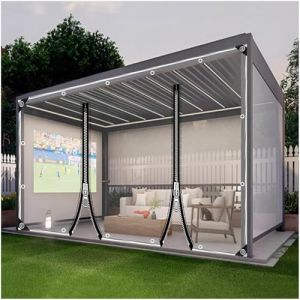 B&acirc;che Transparente Rideaux Imperm&eacute;able,Panneaux Lat&eacute;raux De B&acirc;ches Clairs avec Fermeture &Eacute;clair,pour Patio Garage Pergola,Rideaux De B&acirc;che Anti-Pluie PVC Ext&eacute;rieur 0,3mm,2zip-2.2x2.2m/7.2 * 7.2ft (Baohua outdoor store, neuf)