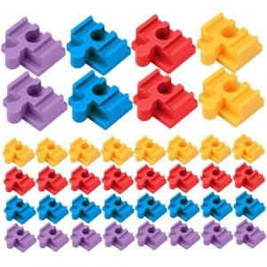 Pi&egrave;ces de Voie de Train en Bois, 40 pi&egrave;ces, connecteurs Voie Train en Bois m&acirc;le-Femelle 4 Couleurs, Accessoires ABS adapt&eacute;s au Bricolage pour Blocs Construction 9 mm (ningbajqqW, neuf)