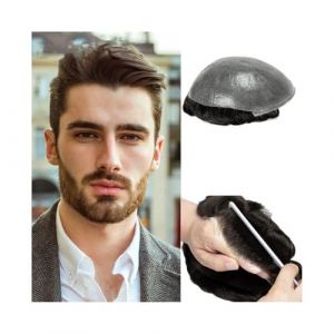 Toupet pour hommes D&eacute;li&eacute; 0.03mm hommes perruque noeud Invisible peau mince cheveux humains hommes toupet syst&egrave;me capillaire homme perruque europ&eacute;enne proth&egrave;se de cheveux Perruques(Beige Blonde,7x9) (birene, neuf)