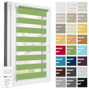 Estika Store Enrouleur Jour Nuit Klemmfix sans perçage - Largeur au Choix Tous Les 1 cm - 122 x 120 cm - Vert - Store à enroulement, Double Tissu, pour fenêtres intérieures (Estika, neuf)