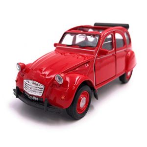 H-Customs Welly Citro&euml;n 2CV D&eacute;capotable Voiture Mod&egrave;le Auto Produit sous Licence 1: 34-1: 39 Rouge Ouvert (h-customs17, neuf)
