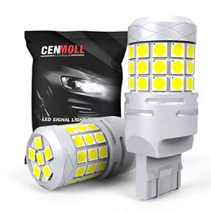 Cenmoll 7443 W21/5W Ampoule LED Jaune Ambre, Super Lumineux 40W 2000LM 12V-24V Canbus Sans Erreur 580 7443 W21/5W Ampoule pour Feu de Stationnement de Recul de Voiture Clignotants, Pack de 2 (BIToo, neuf)