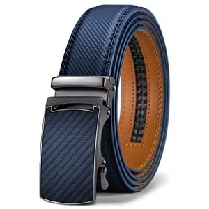 KEMISANT Ceinture Homme, Ceinture Automatique Cliquet en Cuir pour Hommes Robe Costume,Largeur 35mm,Taille Ajustable(Bleu Marin-105cm/28-34" taille réglable) (KEMISANT, neuf)
