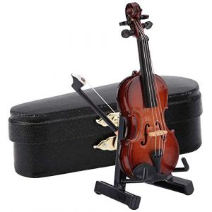 8cm Violon Miniature OrnamentsMini Modèle d'instrument en Bois de Violon Miniature avec SupportDollhouse Accessoire Ornaments Ornaments (Yokuna eu, neuf)