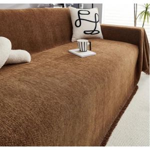 Home Couvre Canap&eacute; avec Franges, Couvre Lit Imperm&eacute;able, Multifonction Jet&eacute; De Canap&eacute; Grande Taille, Plaid Chevrons, Couvre-lit Por Canape &Agrave; Housse, Jet&eacute; De Lit Ou Jet&eacute; De Canap&eacute;(Brown,180cm x 340cm) (U.mi, neuf)