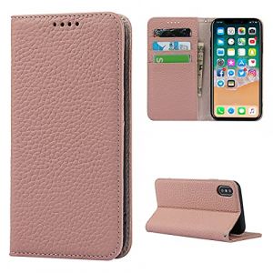 Cavor Coque Compatible avec iPhone X/XS Etui,Flip Cuir v&eacute;ritable Portefeuille &Eacute;tui en Cuir,[avec Cordon][4 Fentes][Magn&eacute;tique],Housse Protection Etui - Rose (Copmob, neuf)