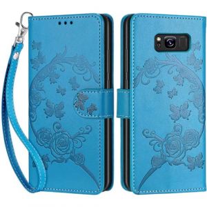 SIENIANLINE Coque pour Samsung Galaxy S8, Etui Protection Housse Premium en Cuir de Portefeuille en Cuir Fermeture Magn&eacute;tique Flip Case pour Samsung Galaxy S8 Coque (Bleu) (DIKAS, neuf)