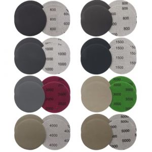 24 Pi&egrave;ces 125mm Papier de Verre Carrosserie Sec &agrave; l'eau, Disques Abrasifs Ronds, Tampons de Ponceuse Orbitale Feuilles de papier poncer phare voiture, Grain 600/800/1000/1500/2000/3000/4000/5000 (ALPHASS LOGISTICS LTD, neuf)