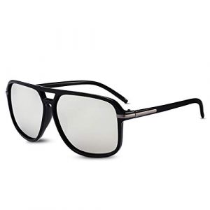 LumiSyne Mode Lunettes De Soleil Conduite Hommes Lunettes De Soleil Polarisées Miroir Ultra Léger Monture Carré Rétro Double Pont UV 400 De Plein Air Voyage Coffret Cadeau Argent (granhulgy OÜ, neuf)