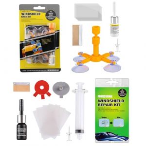 VINEST 2 Pièces Kit Reparation Pare Brise, Colle Pare Brise Reparation Pare Brise, Kit de Réparation de Verre Fissuré avec Résine de Réparation pour Fissures/Fissures en Forme D'étoile/Longue Fissure (Yieng, neuf)