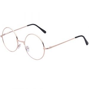 TRIXES Lunettes rondes Unisexe Cuivre - Beatles Style Retro - Sixties Lunettes claires - Fil rond Costume Geek Lunettes Accessoires - Dore Spectacles (Digiflex FR, neuf)