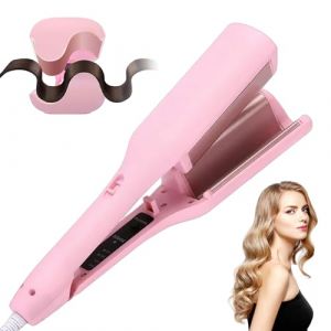 Fer à Boucler, 2 Têtes Barils wavy Fer à Friser Onduler, 32mm Fer à Onduler Céramique, Professionnel Fer à Friser Wavy Barils en Température Réglable 160-220° C Bigoudi Styling Outils Cheveux (Rose) (WHKCLTDD, neuf)