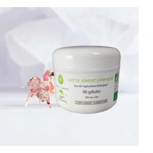 Boîte de 90 gélules dosées 300mg/caps 100% lait de jument bio lyophilisé - en direct du producteur et fabriqué en France (Perle de Jument, neuf)