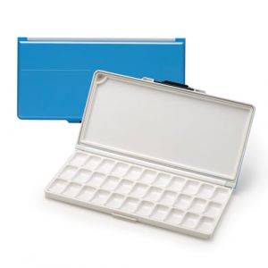 MEEDEN Palette Humide avec Couvercle: Palette Aquarelle Vide de Voyage avec Zones de Mélange - Palette Peinture Portable avec 33 Trous pour Aquarelle Gouache Acrylique, 32 x 16.5 cm Bleu (MEEDEN ART FR, neuf)