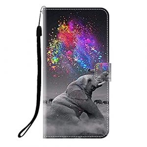 Sunrive Coque Compatible avec Samsung Galaxy A22 5G, Housse Mignon &Eacute;tui avec Fonction de Support Etui Protecteur Protection Portefeuille Cas Magn&eacute;tique PU Cuir(Q &Eacute;l&eacute;phant 2)+Stylet OFFERTS (sunrive, neuf)