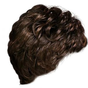 Healifty Postiche Courte Boucl&eacute;e pour Femme Frange Inclin&eacute;e Couleur Noir-Marron Mat&eacute;riau Synth&eacute;tique L&eacute;ger Accessoire pour Soir&eacute;es et D&eacute;guisements Couvre-Cheveux Naturel et Confortable (Madonna Tied, neuf)