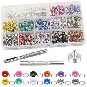 Mesee 600 Pcs Oeillets Multicolores, Kit de Grommets Eyelets Oeillets Boutons Métalliques 5mm avec 3 Pcs Outils d'Installation à Oeillet Accessoires pour Boutonnière Couture Bricolage Artisanat (Newseez, neuf)