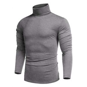 COOFANDY Pull Homme à Col Roulé Hiver T Shirt Manches Longues Confortable sous-Pull Col Roulé Pull-Over Sweat Pull à col Montant Automne et Hiver Gris XL (COOFANDY EU, neuf)