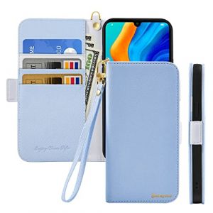 Butnyeoe Coque pour Huawei P30 Pro Rabat,Housse Huawei P30 Pro Clapet,Portefeuille Etui avec Fonction Support et Porte-Carte,Litchi Texturé Cuir/Antichoc Flip Cover Case.Bleu Clair (Bartern, neuf)
