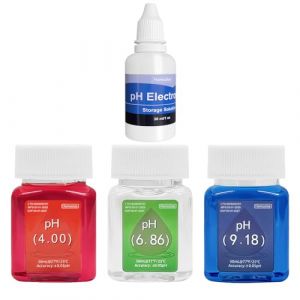 Homcoice Kit Soulagement Étalonnage pH (4.00, 6.86 et 9.18), Universel Solution d’étalonnage pH 50 ML et Solution Stockage de sonde pH (KCL) 30 ML pour pH-mètres (WEIWEI HOME, neuf)