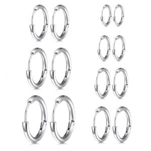 COYUN 7Paires Boucles d’Oreilles Anneau Homme Femme, Boucle d Oreille Homme Anneaux, Petites Boucles d'Oreilles Créoles, Piercing Oreille Lobe Piercing Hoop Hinged Boucles d'Oreilles Dormeuses, argent (HLWA RETAILS LTD UKSTORE, neuf)