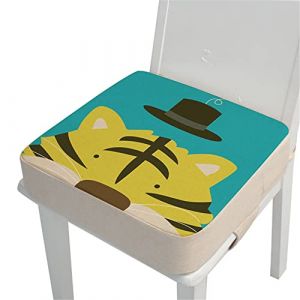 Chickwin Coussin Rehausseur Chaise Enfant, Chaise Haute Bébé Portable Réhausseur Coussin de Siège Ajustable Démontable Confortable Eponge Coussins pour Salle à Manger (Tigre,40x40x10cm) (chickwing, neuf)