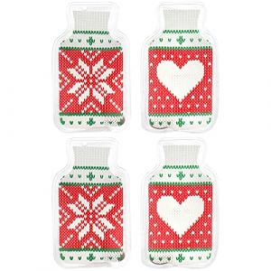 COM-FOUR® 4X Pocket Warmer Mini Bouillotte - Chauffe-Mains en Forme de Pull en Tricot - Coussin Chauffant pour Les déplacements - Coussin Chauffant de Poche (04 pièces - col roulé Rouge/Vert) (COM-FOUR  Vertriebs GmbH, neuf)