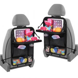 URAQT Organisateur Voiture Enfant,2PCS Rangement Organisateur Voiture Enfant,Organisateur Voiture avec Table Pliable,Support pour Tablette Transparent 6 poches,Rangement Auto Accessoire Interieur. (HAPPYSALLER, neuf)