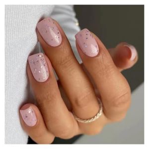 Faux Ongles Lot de 24 faux ongles courts carr&eacute;s &agrave; motif floral violet d&eacute;grad&eacute;, couverture compl&egrave;te, capsules d&eacute;tachables coller(02) (chenzhiying5188, neuf)