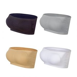 Lemef Soutien-Gorge Bandeau sans Bretelles pour Femme avec Coussinets Amovibles, Noir, Blanc, Chair et Gris (Non rembourr&eacute;), S (SUNNYCOOL, neuf)