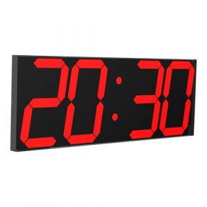 CHKOSDA Grande horloge murale LED num&eacute;rique avec &eacute;cran LED de 18 pouces, compte &agrave; rebours avec 8 niveaux de luminosit&eacute; r&eacute;glables, affichage 12/24 heures, indicateur de temp&eacute;rature et calendrier (rouge (ChihaiKosda, neuf)